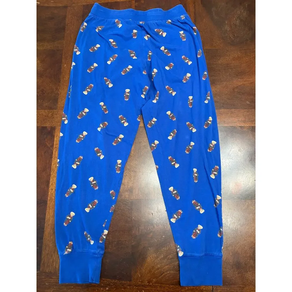 Polo Ralph Lauren Mens Medium Blue Polo Bear Jogger Pajama Pants